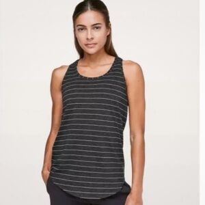 Lululemon Love Tank *Pleated Short Serve Stripe Heathered Black White W1BINS S